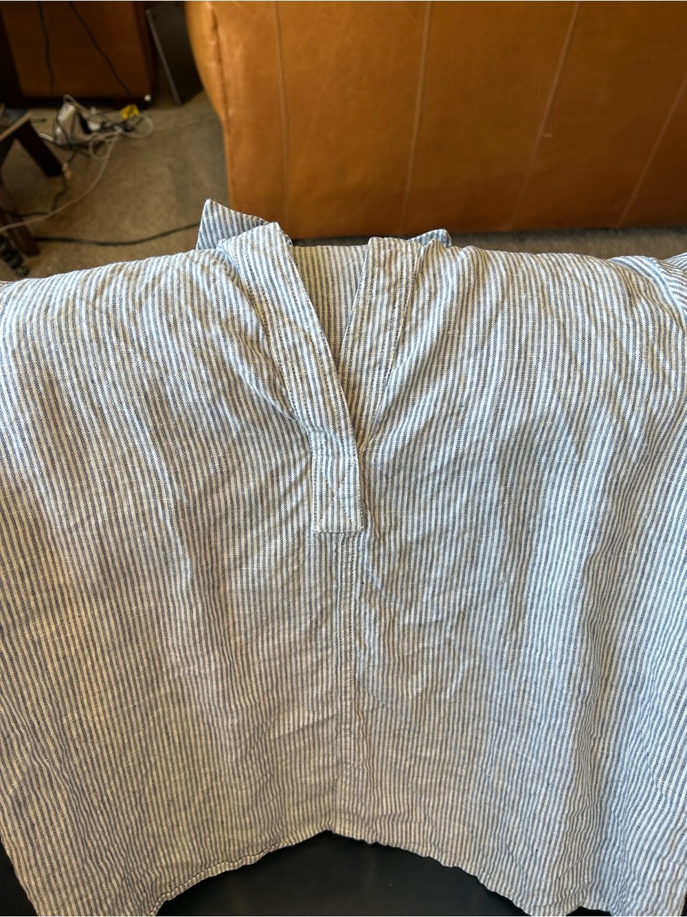 NEW 100% European Linen Short Sleeve Popover Top M - Picture 3 of 7